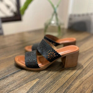 Tuscany by Easy Street Susana Dress Heel Sandal Black NEW Casual Comfort Size 9